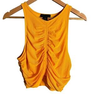 House of Harlow 1960 Ruched Crop Tank Top Golden Yellow Size M